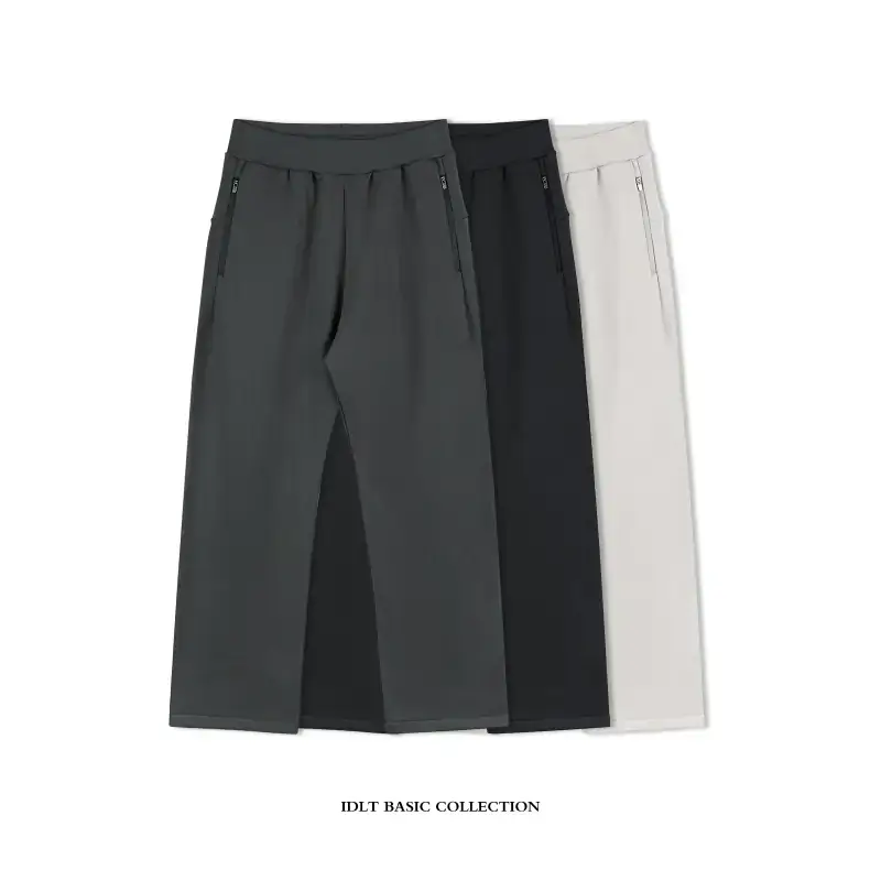 IDLT 400g Wide Leg Loose Fit Cotton Zipper Pants