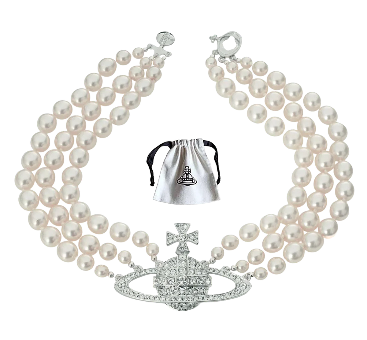Vivienne Westwood Triple Pearl Saturn Necklace