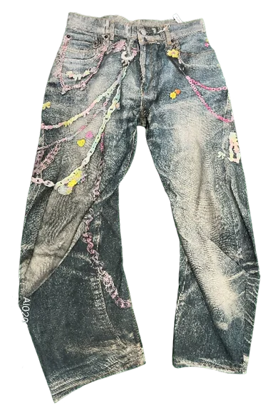 Acne Studios 2006M Rainbow Keychain Print Jeans